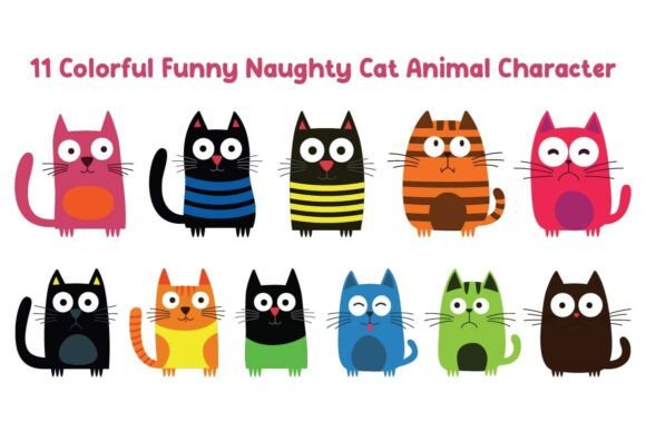 11 Funny Naughty Cat Animal Character