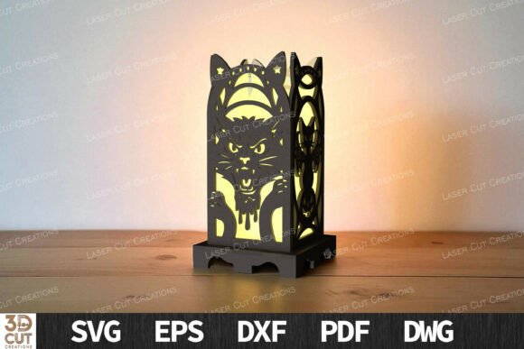 Angry Cat Halloween Candle Holder SVG