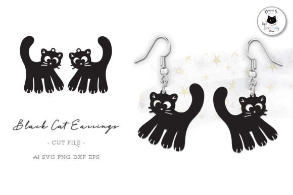Black Cat Laser Cut File Cat Earrings
