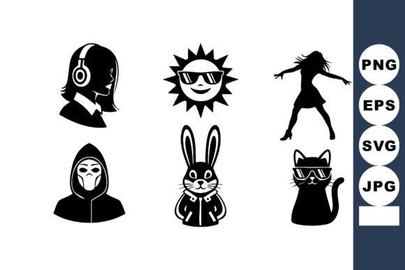 Black Silhouette Icons Wit