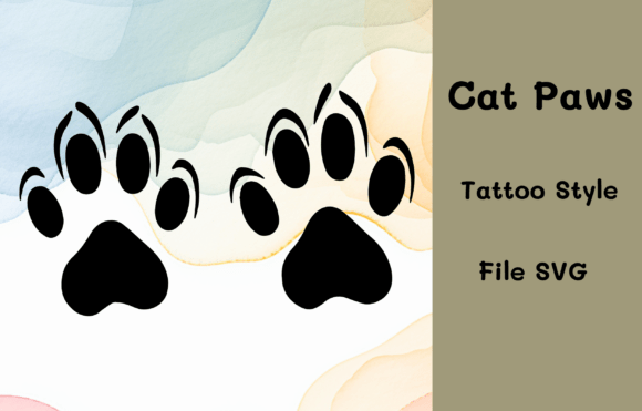 Cat Paws Bless Tattoo Style