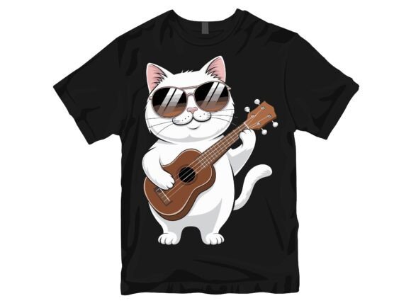 Cool Ukulele Cat Music Lover Vector