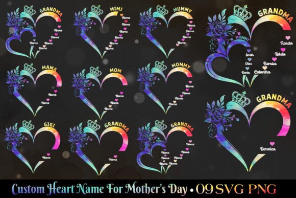 Custom Colorful Heart Name Mother’s Day