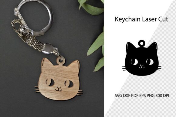 Cute Cat Keychain Laser Cut