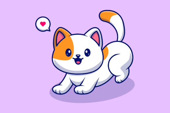 Cute Cat Stretching Cartoon Illustration