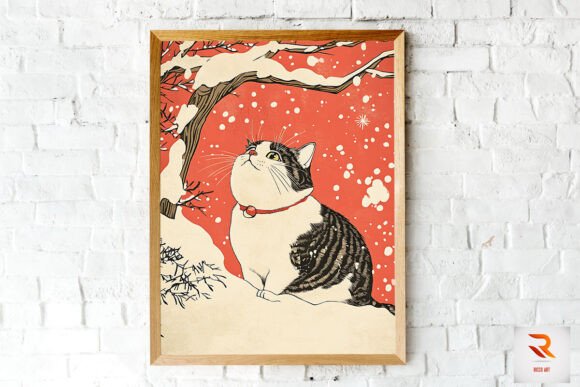 Cute Chubby Cat in the Snow