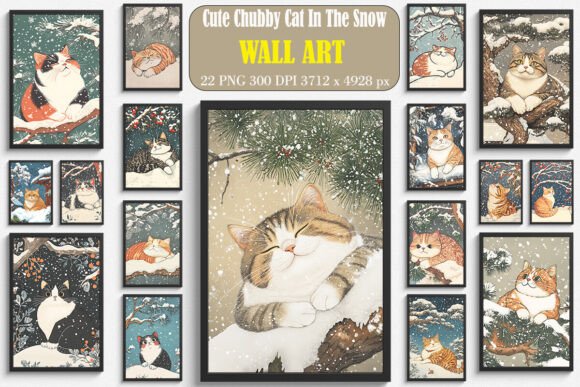 Cute Chubby Cat in the Snow Wall Art