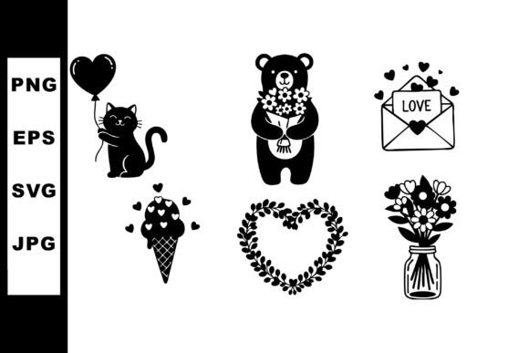 Cute Romantic Black Silhouette Animals