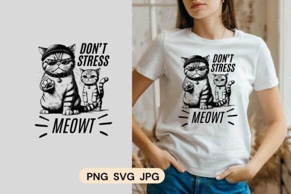 Don’t Stress Retro Cat Shirt Design