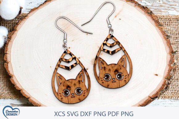 Earrings Laser Cut. Cat Silhouette Laser