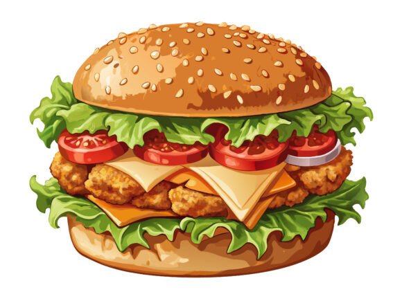 Fresh Hamburger Fast Food Illustration