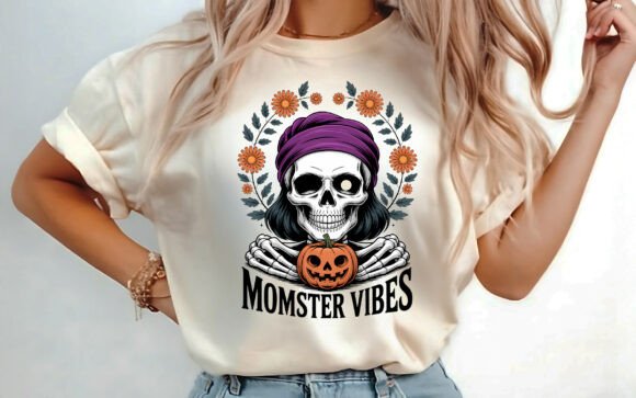 Funny Momster Vibes Halloween Shirt PNG