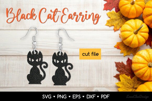 Halloween Black Cat Earring SVG Cut File