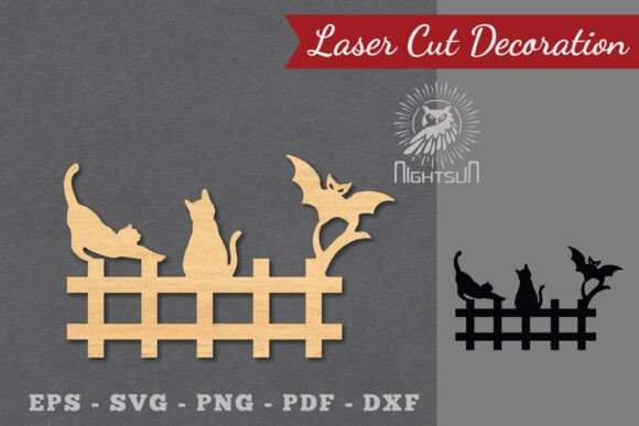 Halloween Cat Laser Cut Decoration SVG 6
