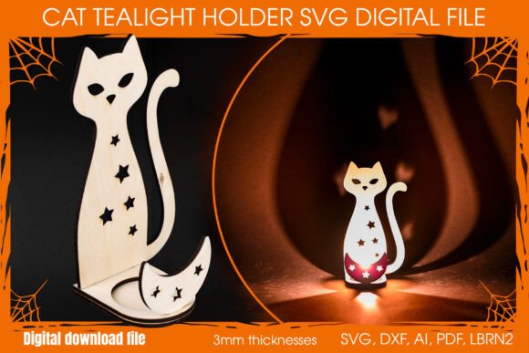 Halloween Cat Tealight SVG File