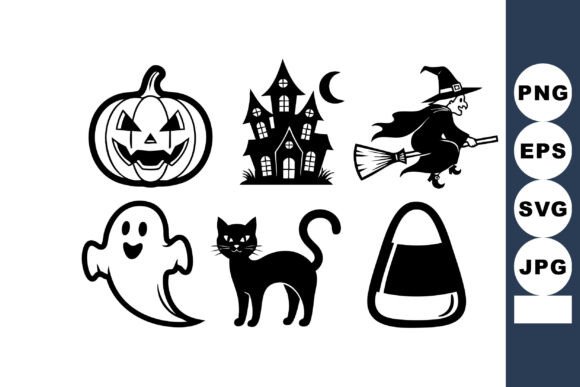 Halloween Icons Set with Jack-o-lantern