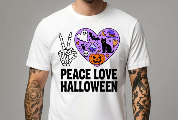 Halloween Peace Love Heart Design