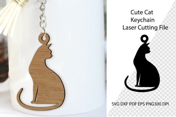 Keychain Laser Cut File. Cat Laser Cut