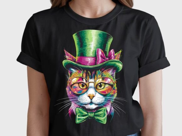 Mardi Gras Cat Top Hat Glasses Vector