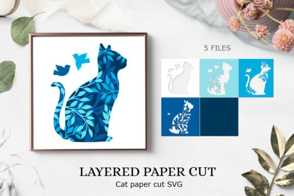 Shadow Box SVG Cat Layer SVG File for