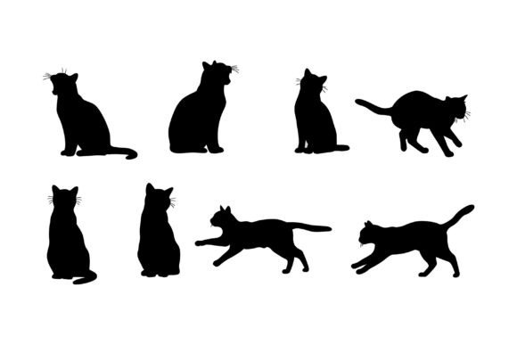 Silhouetted Cats in Various Poses Showca