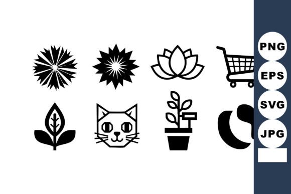 Simple Black and White Vector Icons Set