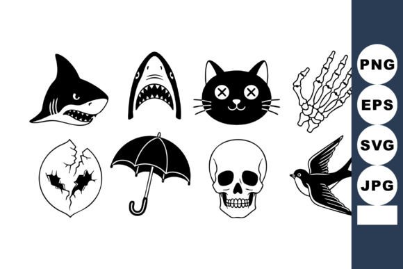 Spooky Black and White Halloween Icons
