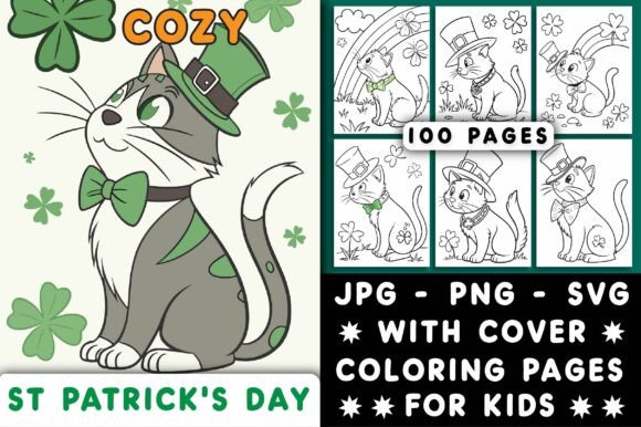 St. Patrick’s Day Cat Coloring Pages