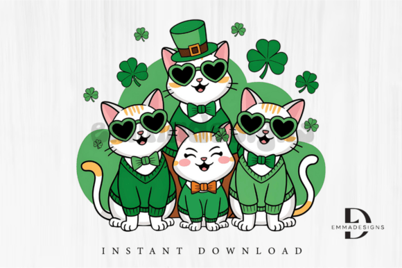 St. Patrick’s Day Cats PNG, Lucky Cats
