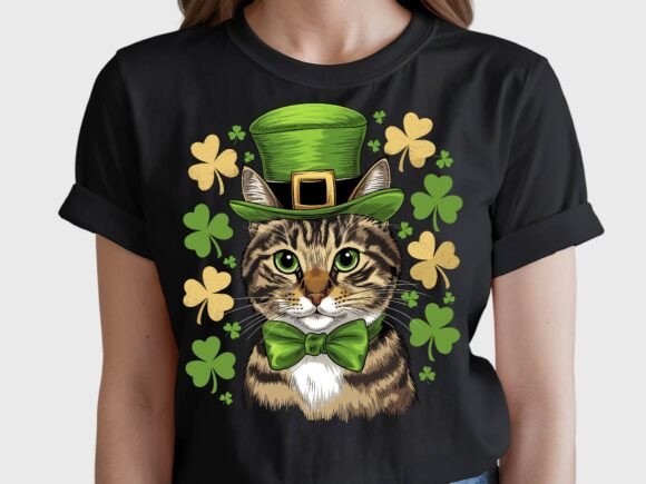 St Patrick’s Day Lucky Cat Clover Irish