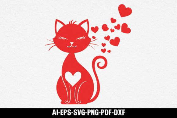 Valentine Cat Laser Cut SVG Design 3