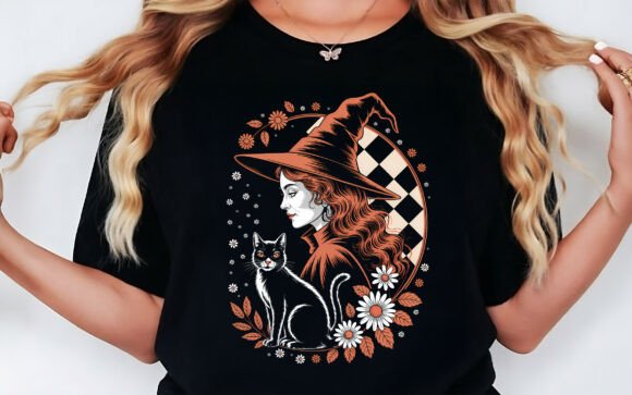 Witch Checkered Halloween T-shirt PNG